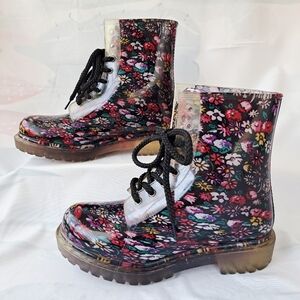 Dirty Laundry Roadie #50184 Women’s Floral Rubber Rain Combat Style Boots Size 6